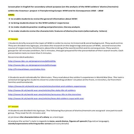 English Lesson - WWI diaries