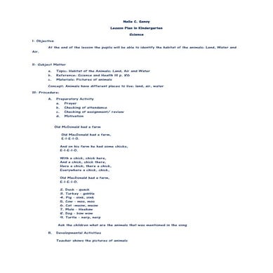 Lesson plan in kindergarten final