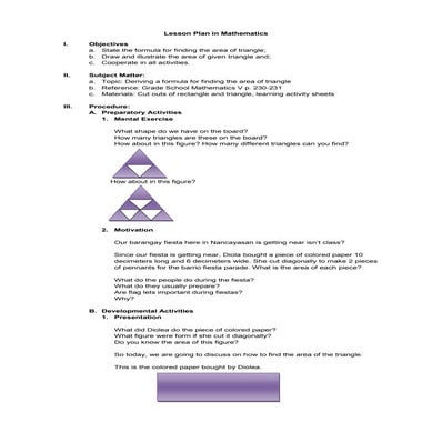 Lesson Plan in Mathematics by Emilyn Ragasa