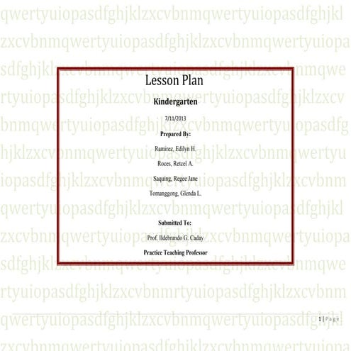 Lesson plan intended for kindergarten konti nlng