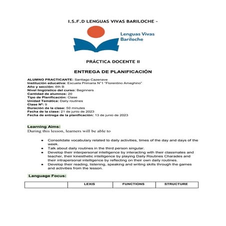 Lesson Plan IX - Práctica Docente II - Cazenave, Santiago.docx