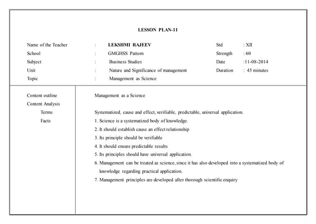 Lesson plan lekshmi