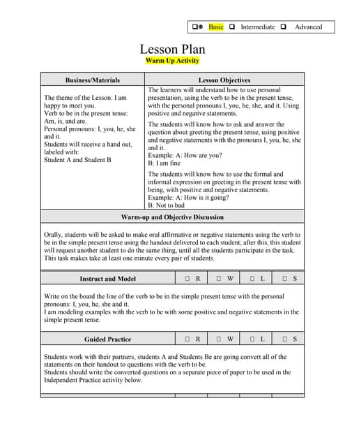Lesson plan lesson 4. module 2.-instruct and model | PDF