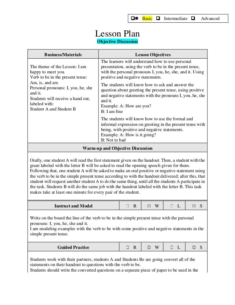 Lesson plan lesson 3. module 2.objective discussion