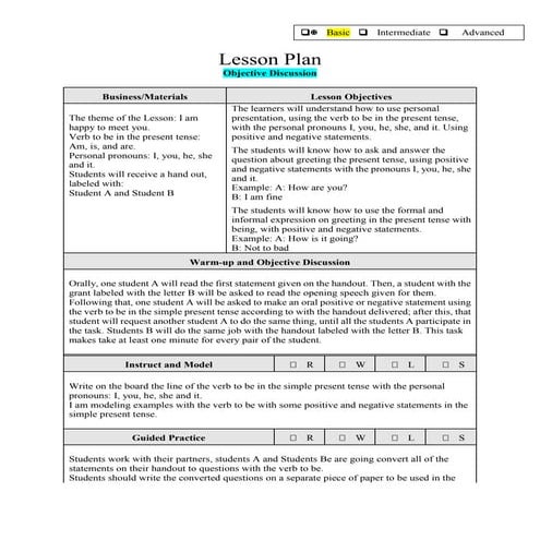 Lesson plan lesson 3. module 2.-objective discussion | PDF