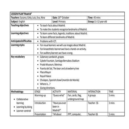 Lesson plan madrid 