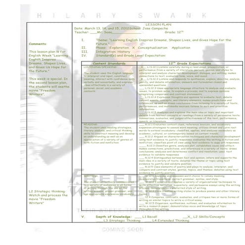 Lesson plan march 13