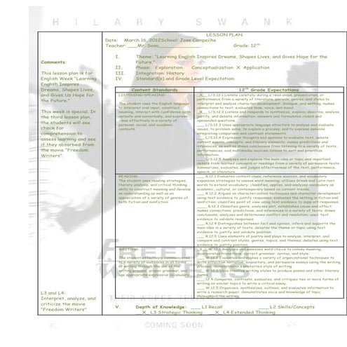 Lesson plan march 16