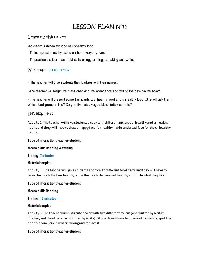 Lesson Plan N 15 Lesson Plan N 15