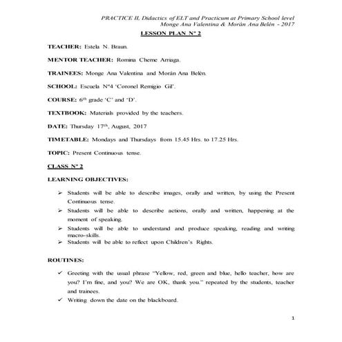 Lesson plan Nº 2