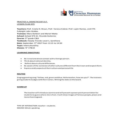 Lesson plan n° 9 Barbieri - Matta