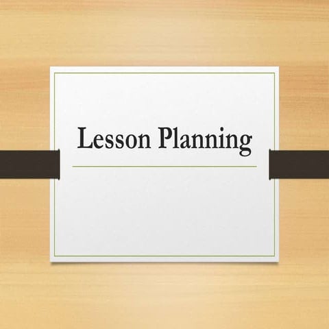 Lesson Planning in health care education