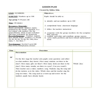 Lesson plan numbers 2 kubra