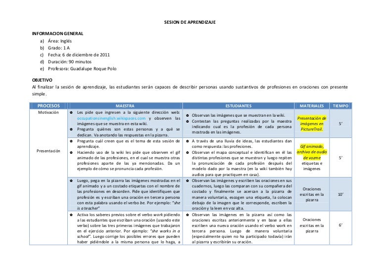 Lesson plan occupations