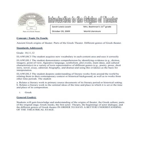 Lesson plan origins of greek theater