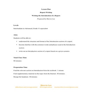 Lesson Plan - Report Writing