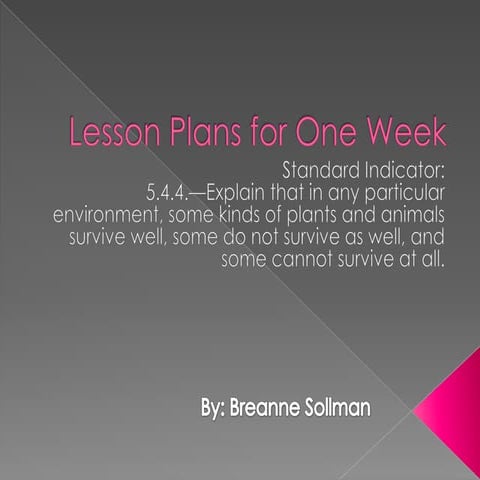 Lesson Plans For One Week