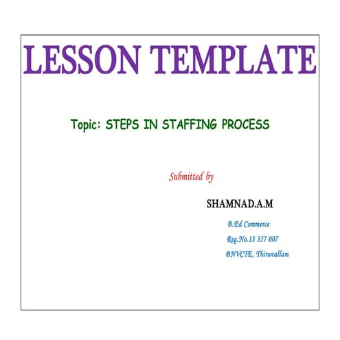 Lesson plan sham nad