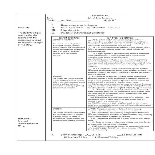 Lesson plan suspense genre