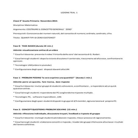 Lesson plan teal, Matematica