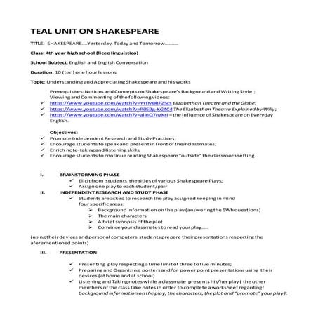 Lesson plan teal for english