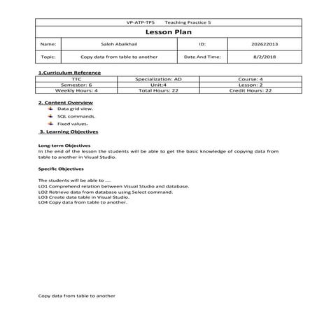 Lesson plan template