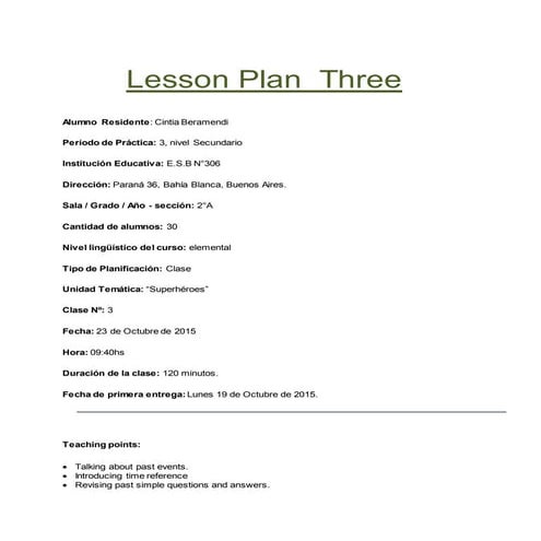 Lesson plan three