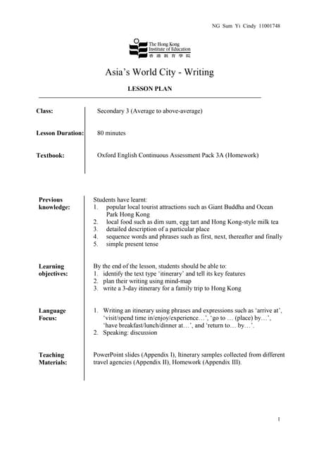 lesson plan about creative writing