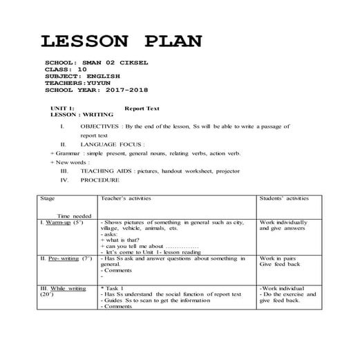 Lesson plan writing | PDF