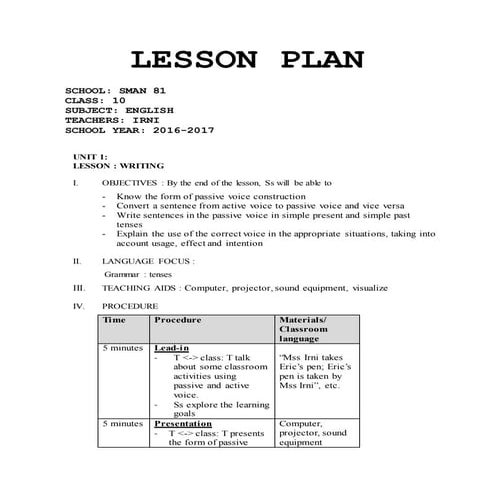 Lesson plan writing | PDF