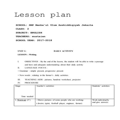 Lesson plan writing