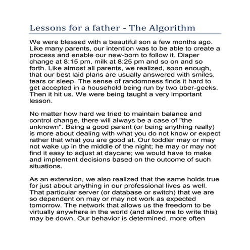 Lessons for a father the algorithm | PDF image.