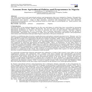 Lessons from agricultural policies ...