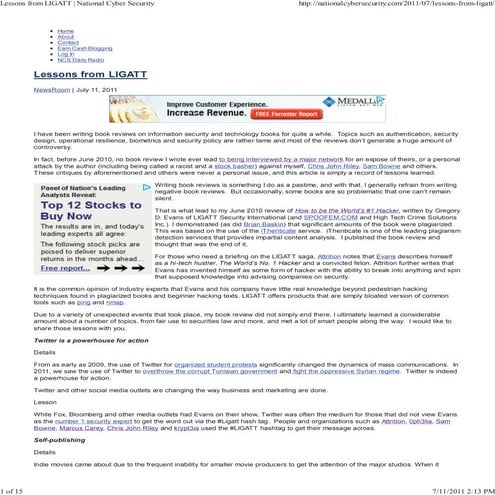 Lessons from ligatt   from national cyber security nationalcybersecurity com