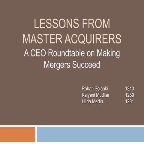 Lessons from Master Acquirers