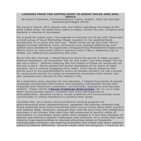 Lessons from the coffee shop to boost sales and seal deals