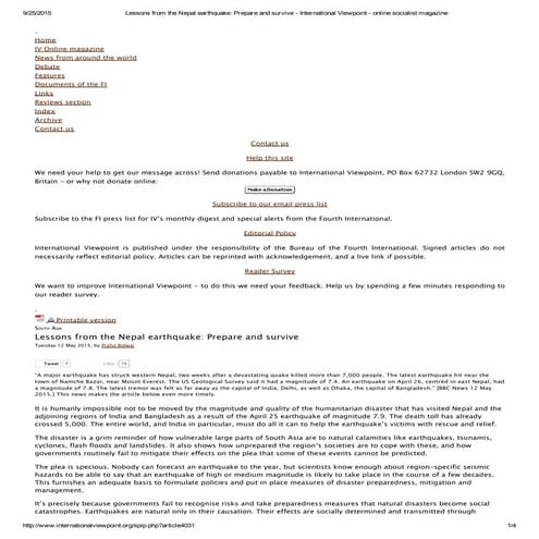 Lessons from the nepal earthquake  prepare and survive   international viewpo...