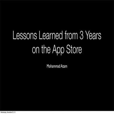 Lessons learned3yearsappstore