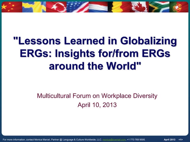 Lessons Learned in Globalizing ERGs