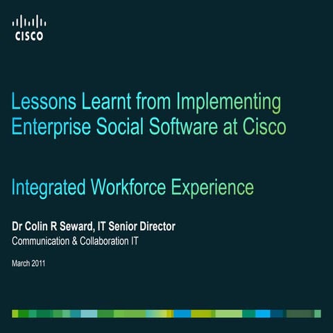 Lessons learnt from implementing enterprise social software at cisco