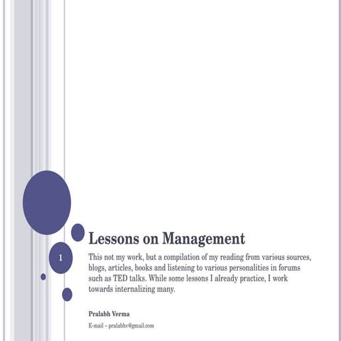 Lessons On Management