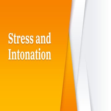 Stress and Intonation