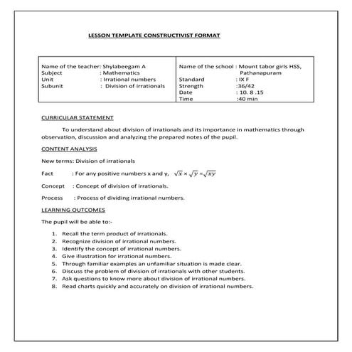 Lesson template | PDF