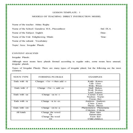 Lesson template English