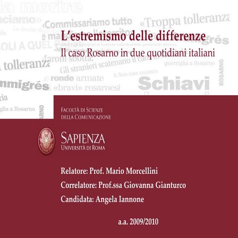 L'estremismo delle differenze. Il caso Rosarno in due quotidiani italiani