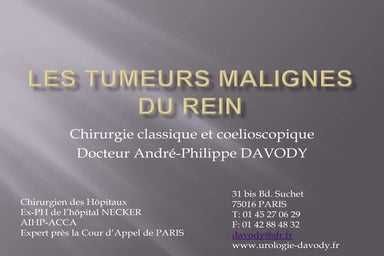 Les tumeurs malignes du rein