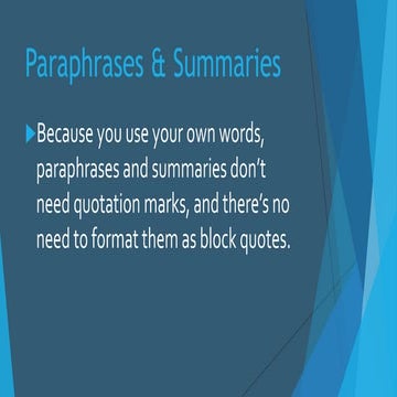 Paraphrases & Summaries (APA)