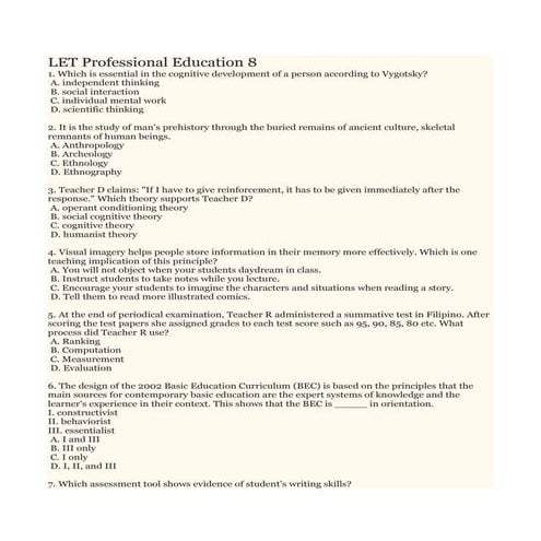 Let professional education 8