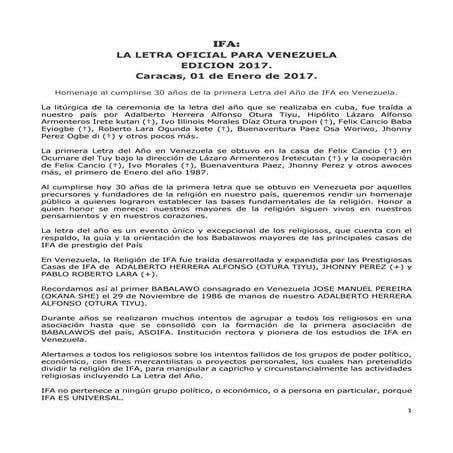 Letra del año para venezuela 2017