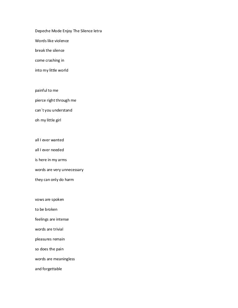 Enjoy The Silence Lyrics Español